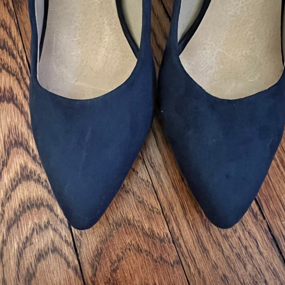 Blue Suede Stiletto Pumps Size 8 Almond Toe 4in Heel Leather Insole Corpcore - Picture 6 of 17